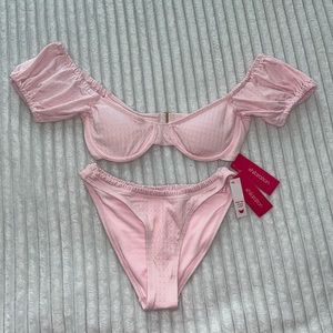 NWT baby pink textured bikini set